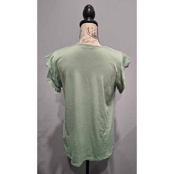 NWOT You & Me Green Short Sleeve Ruffle Top You & Me/Sz., S - Picture 2 of 7